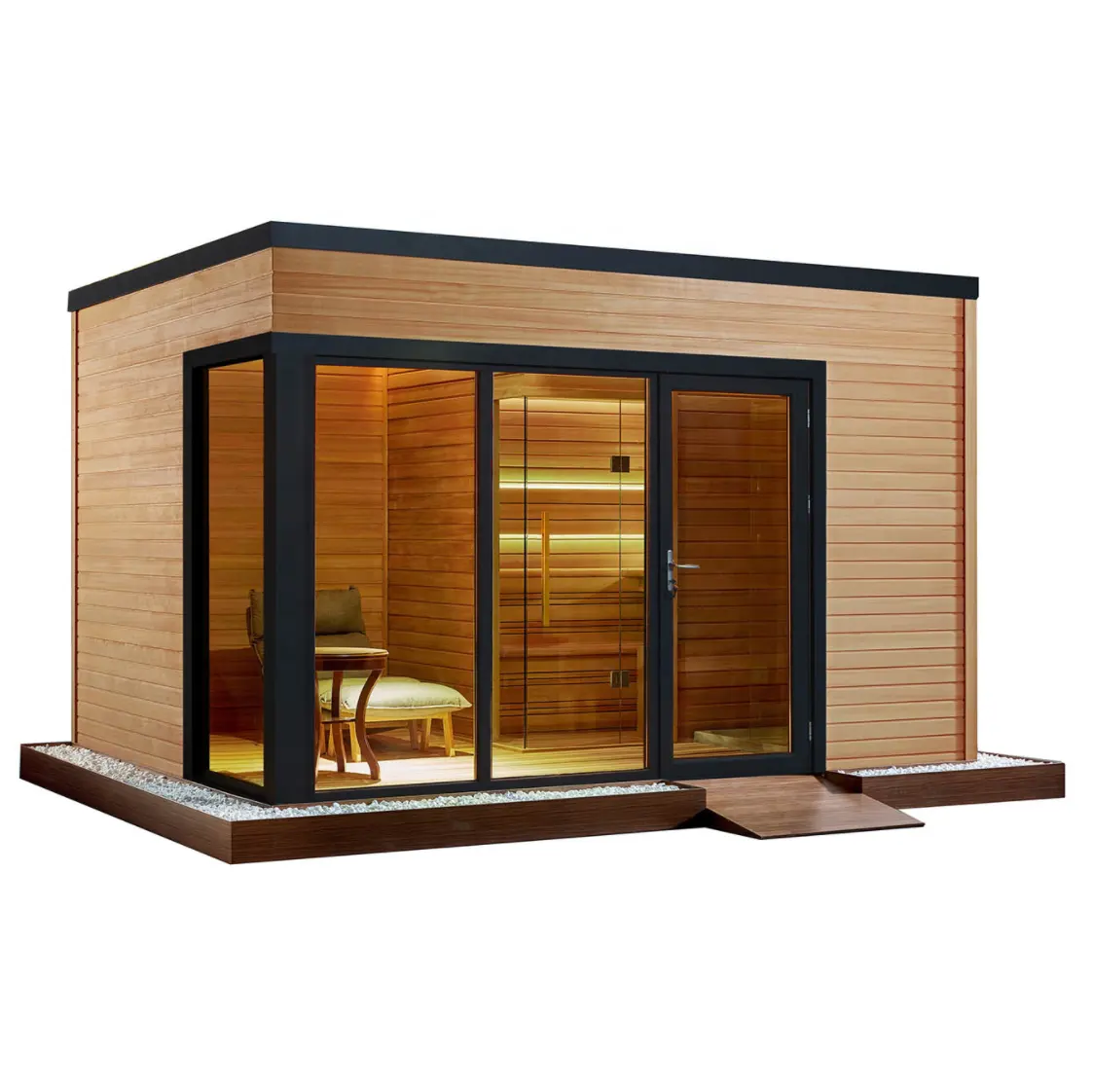 Swankia Red Cedar Massivholz Outdoor Sauna haus für Garten Design Outdoor Pavillon Holz Sauna raum Infrarot Sauna