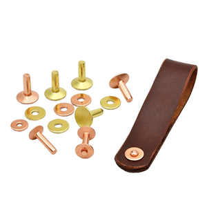 Remaches de Cobre y Latón Sólidos con Cabeza Redonda y Arandelas, 9 mm de Diámetro, Sujetadores para Manualidades en Cuero, para Reparar Cinturones y Carteras - Product Image 1