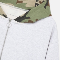 Fabricant de vêtements Streetwear personnalisé 100% coton capuche Patchwork motif Camouflage hommes sweat à capuche court