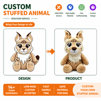 Peluche personnalisée Lynx de dessin animé OEM ODM, animal sauvage en peluche, conception sur mesure, fabricant de mascotte animale forestière en peluche