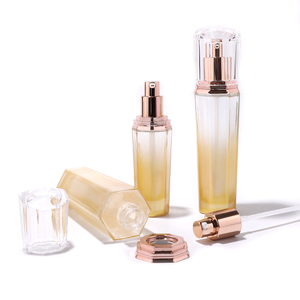 Ensemble de soins de la peau en verre hexagonal personnalisé à six côtés, plaqué or rose, cosmétique 40ml 90ml 110ml <span class=keywords><strong>50g</strong></span> - Product Image 2