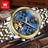 OLEVS 6617 Montre Homme Personnalisable avec LOGO, Étanche, Bracelet en Acier Inoxydable, pour Hommes, Mode et Affaires