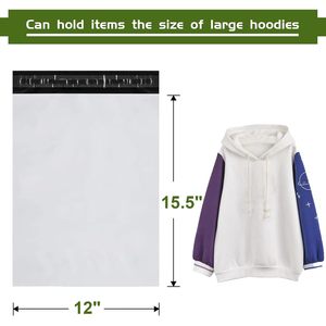 Enveloppes d'expédition blanches auto-adhésives Poly Mailers 12x15,5 pouces, 200 pièces - Product Image 2