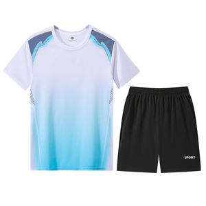 Ensemble de sport personnalisé avec logo, t-shirt en soie fine pour homme, manches courtes, vêtements de sport d'été, course à pied, séchage rapide, basketball, badminton - Product Image 3