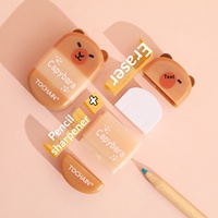 Papeterie promotionnelle, design créatif et mignon d'animaux, gomme à effacer en plastique et taille-crayon 2 en 1