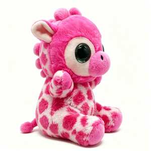 Peluche de jirafa rosa personalizado, peluche de jirafa con manchas, juguete de jirafa de ojos grandes, peluche de safari, muñeca de animal rosa para niñas - Product Image 1