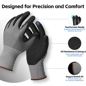 Guantes de Trabajo de Seguridad GLOVEMAN Personalizables al por Mayor Directo de Fábrica, Tejido Sin Costuras 13ga 26cm, Nitrilo Negro con Microespuma Antideslizante - Product Image 4