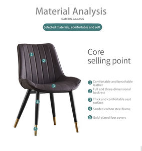 Nordic काले इतालवी आधुनिक लक्जरी रेस्तरां रसोई घर कुर्सी घर फर्नीचर चमड़े के भोजन कुर्सियां धातु पैरों के साथ चमड़े के भोजन कुर्सियां - Product Image 2