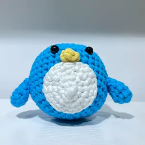 Tujuh kerajinan lucu Penguin Diy benang katun susu Crochet Kit kerajinan untuk pemula