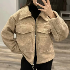 Jaket Wanita Berkualitas Tinggi, <span class=keywords><strong>Cardigan</strong></span> Pendek Kasual, Ritsleting Modis, Longgar, Tebal, Mantel Crop Musim Dingin untuk Wanita - Product Image 1
