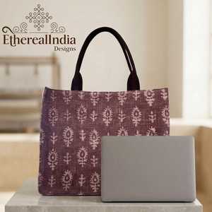 Geometric Jacquard Tote Bag <b>Boho</b> Woven Ethnic Shoulder Bag Large Tribal Handbag with Leather Straps - Product Image 2