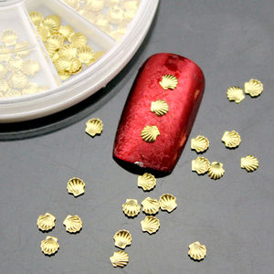 Accessoires pour ongles d'été, décoration 3D en alliage, motifs dessin animé, coquillage, océan, or, argent, scintillante, 3/5mm, non décolorante, forme coquille Saint-Jacques, 12 diamants - Product Image 3