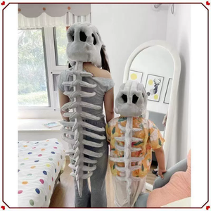 Nouvelle tenue de dinosaure en peluche pour garçons, costume de tête de squelette, marionnette amusante, jouet exosquelette en peluche super douce lavable - Product Image 4