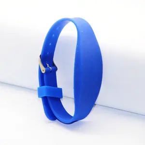 passive door access control key bracelet eco friendly oval silicone rubber rfid wristband tag with logo QR code laser printing