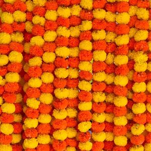 Bán Buôn Diwali Cúc Vạn Thọ Garland 5 Pcs của 5 Chân Dài Sợi Nhân Tạo Cúc Vạn Thọ Hoa Cho Ấn Độ Pooja Cưới Giáng Sinh - Product Image 1