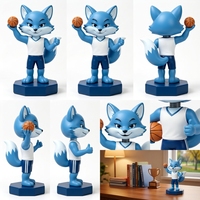 Figurine de mascotte de basket-ball personnalisée Blue Fox Bobblehead, statue en résine personnalisée, cadeau OEM ODM pour l'affichage