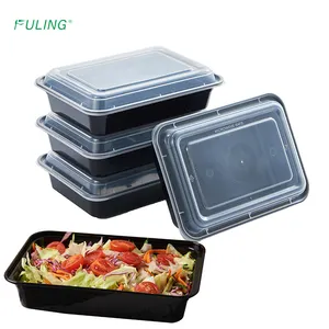 FULING Takeaway Microwavable 24oz/28oz/32oz/38oz Plastic Disposable Bento Food Storage Lunch Boxes Meal Prep Containers