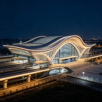 Edificios con Estructura de Acero de Forma Especial para Estaciones de Tren de Alta Velocidad y Centros de Transporte, con Diseño de Gran Tragaluz y Estructura Sísmica