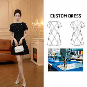 9219-Noir [<span class=keywords><strong>Greo</strong></span> Classic] Jupe courte d'été à design de niche, coupe trapèze, ornée de perles et de strass faits main, taille haute, coupe ajustée, style mondaine - Product Image 1