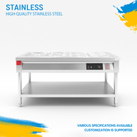 X-MING listrik makanan hangat kabinet/baja tahan karat penghangat makanan Bain Marie harga pabrik Bain Marie dengan kabinet dengan kaca