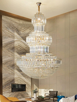 Lustre de plafond pour hall d'hôtel Villa Foyer, grand lustre en cristal doré de luxe, style européen, luminaire suspendu de luxe