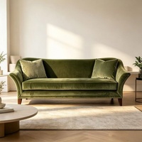 Canapé 2 places en velours rétro français Yicheng, canapé droit en tissu et bois massif de designer pour petit salon, chambre à coucher, maison