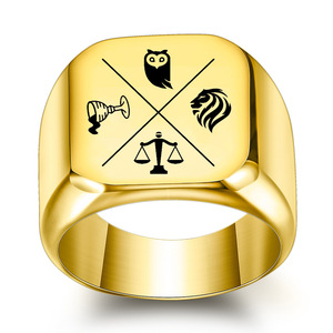Anillo de Acero Inoxidable de 18 mm con Grabado Láser de Búho y León, para Copa de Vino, Joyería Masculina, Regalo - Product Image 2