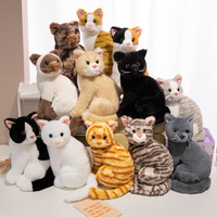 Peluche chat assis mignon et adorable, motif calico noir, rembourrage en coton PP, pour le confort des enfants, hauteur 11-30 cm