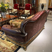 Meubles de salon de luxe, ensemble de canapé confortable en cuir véritable de couleur marron chocolat