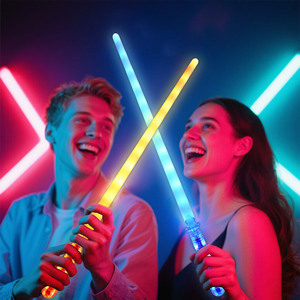 Espada LED con mango transparente, luz intermitente, palo largo de plástico, espadas de juguete portátiles para niños, decoración para <span class=keywords><strong>fiestas</strong></span> - Product Image 3