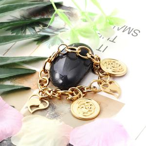 Bracelets personnalisés en forme de cœur plaqués or, bijoux en acier inoxydable pour femmes - Product Image 5