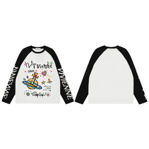 Camiseta de Algodón Puro de Corte Holgado Antiarrugas con Estampado de Dibujos Animados y Bordado a Mano de la Reina <span class=keywords><strong>ViVi</strong></span> de la Marca de Moda 25SS, Edición Correcta - Product Image 1