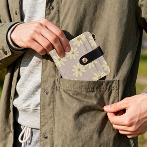 Fashion Daisy Flower RFID Blocking Ladies Keychain Wallet Leather Zipper Card Case Credit Card Holder Women Short Wallet - Product Image 6