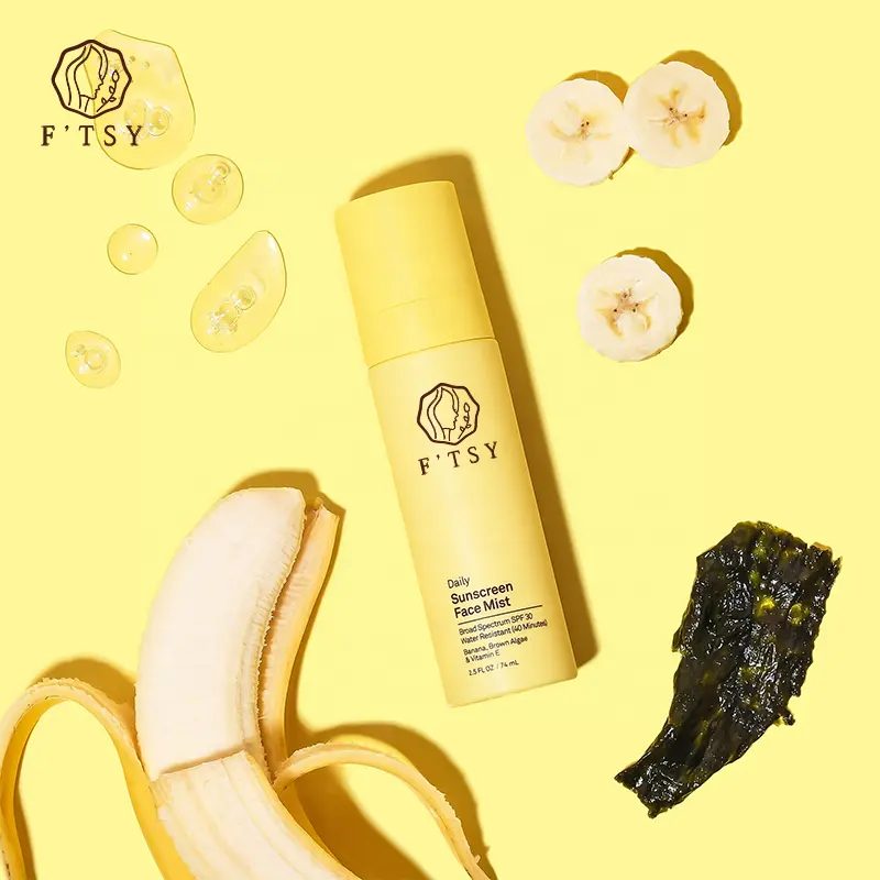 Logotipo personalizado hidratante vegan, banana diária, bloco solar facial, uva uvb spf 30 spray de névoa facial