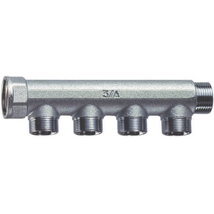 Collettore a 4 vie 3/4 pollici M.F. Raccordo per Tubi Idraulici Cromato - Product Image 1