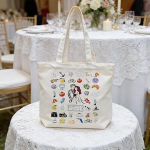 Sac fourre-tout en toile illustré personnalisé de haute qualité, cadeaux de bienvenue, sac d'épicerie, sac de mariage personnalisé - Product Image 1