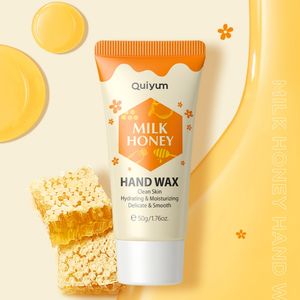 Cire pour les mains au miel et au lait QUIYUM 50g, hydratante et nourrissante, soin des mains en tube, crème mains au miel et au lait, soin quotidien de la peau, masque peel-off pour les mains - Product Image 2