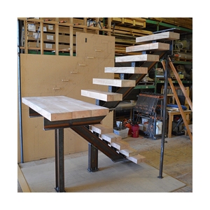 Scala Flottante Moderna da Interno Prima in Acciaio <span class=keywords><strong>e</strong></span> Legno con Monostringa, Gradini in Legno <span class=keywords><strong>e</strong></span> Balaustra in Acciaio Inossidabile - Product Image 5