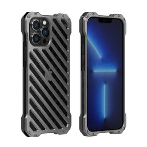 아이폰 12 13 프로 맥스 미니 R-just-50 알루미늄 합금 TPU 고품질 충격 방지 통기성 중공 방열 전화 케이스