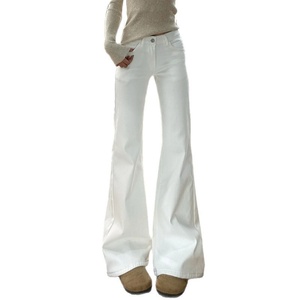 Jeans <span class=keywords><strong>Bianchi</strong></span> a Zampa d'Elefante da Donna, <span class=keywords><strong>Vita</strong></span> <span class=keywords><strong>Alta</strong></span>, Vestibilità Ampia, Stile Vintage, <span class=keywords><strong>Pantaloni</strong></span> Autunnali ad Asciugatura Rapida con Bottoni - Product Image 5