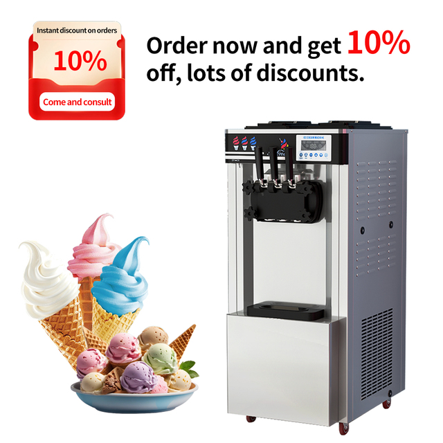 Ice Cream Maker Factory Direct Sales, High Output 3 Flavors Soft Ice Cream Machine