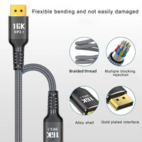 80Gbps 16K Cable Dp de alta velocidad 2,1 Cable DP trenzado coaxial para transferencia de audio y video para juegos 3D de proyector HDTV