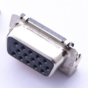 Connecteur femelle D-sub 15 broches à angle droit/vertical, type SCART, <span class=keywords><strong>prise</strong></span> VGA mince, application automobile PCB, boîtier en acier inoxydable, IP67, 3 ampères - Product Image 1