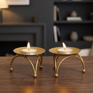 New Stylish Handcrafted <b>Iron</b> Candlestick Holder Golden Polished Durable <b>Lightweight</b> Design Christmas Home Decor - Product Image 4