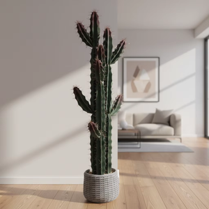 Planta Artificial de Cacto em Vaso, Simulação de Suculenta para Decoração Interna de Casa e Escritório, Ornamento de Mesa com Vaso Trançado - Product Image 4