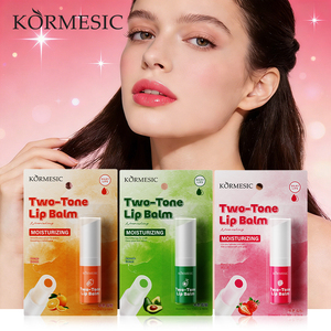 KORMESIC Wholesale 2.4g Two-Tone <b>Lip</b> Balm Korean Fruit Avocado Vitamin E Nourishing Moisturizing Balm Sandwich Private Label - Product Image 1