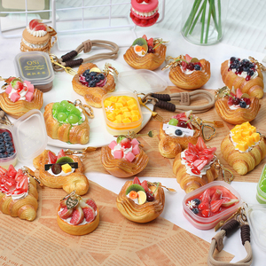 QYS Twisted Bread Shape Keychain Cute Food <b>Bag</b> Charm Mini Bread <b>Key</b> <b>Ring</b> Fashion Handbag Pendant Gift - Product Image 6