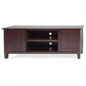 Soporte de TV de dos puertas de madera de mango macizo de la mejor calidad con acabado antiguo pulido Natural, muebles de granja simples para sala de estar - Product Image 1