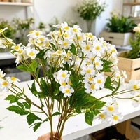 Fleurs artificielles de camomille haut de gamme transfrontalières, marguerite à 30 têtes, chrysanthème imprimé en 3D, style pastoral, en tissu de soie décoratif