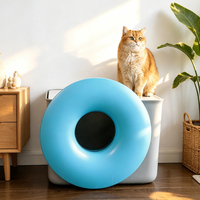 BLUEWORTH Bac à litière fermé pour chat avec couvercle et entrée magnétique à sens unique, 75L, design trou noir, toilette carrée pour chat, contrôle des odeurs, anti-